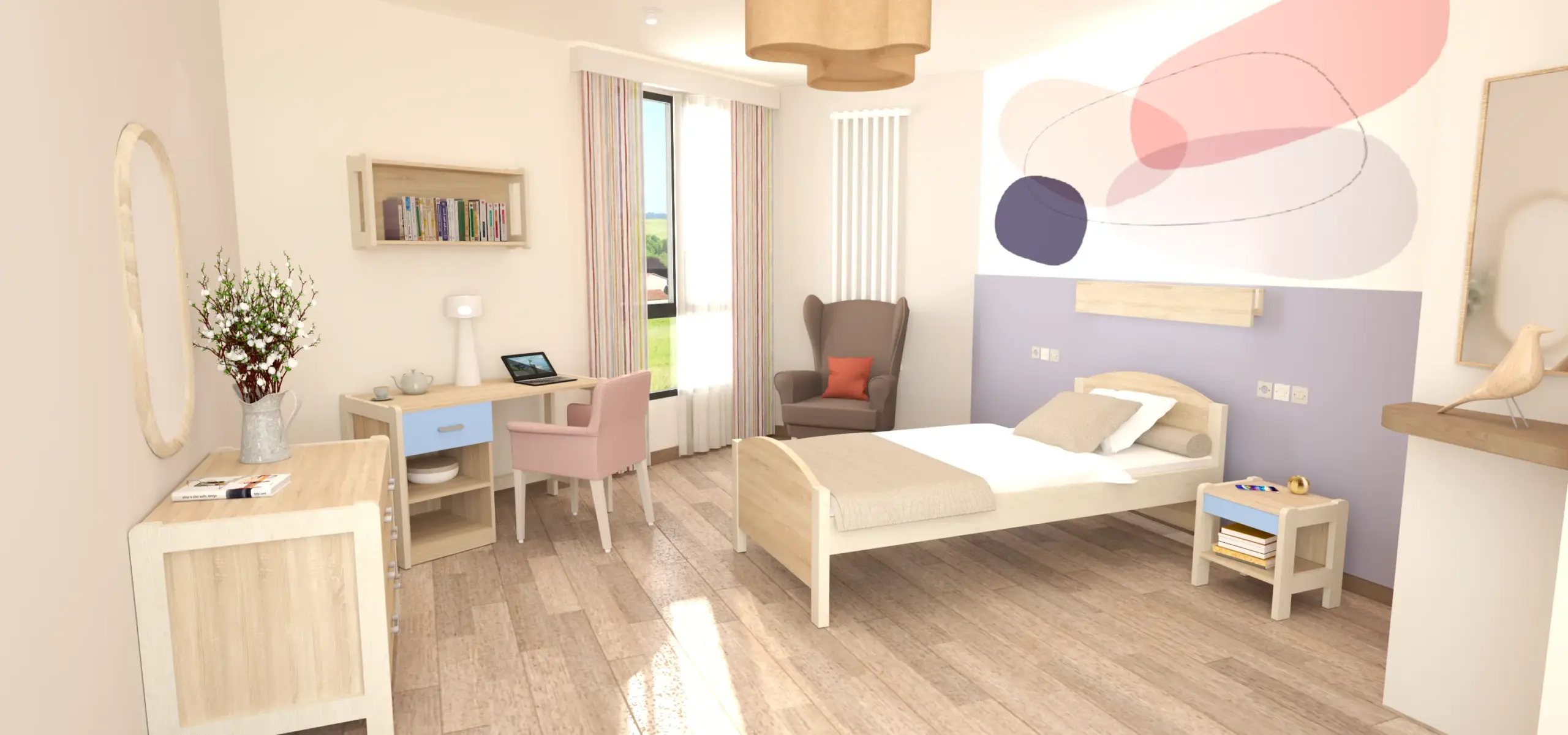 dlm-creations-salerno-sal-613-chevet-1-tiroir-niche-bois image 2