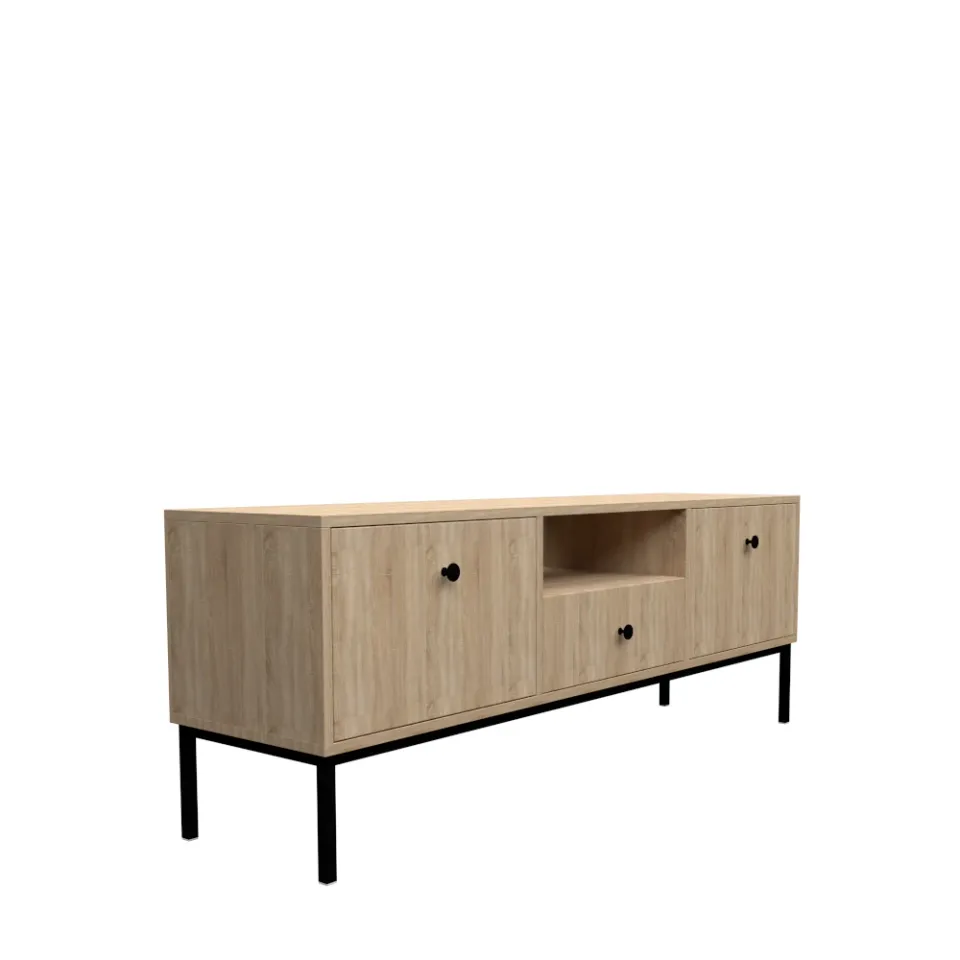 dlm-steel-tv-2p-1t-meuble-tv-2-portes-tiroir-m-tal image 1